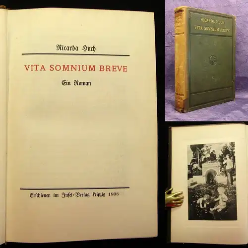 Huch, Ricarda Vita Somnium Breve Ein Roman 1906 Insel- Verlag Das Leben ist.. js