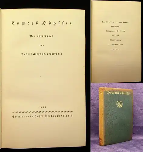 Scvhröder Homers Odysse Weltklassiker Abenteuer Roman 1911 Insel- Verlag js