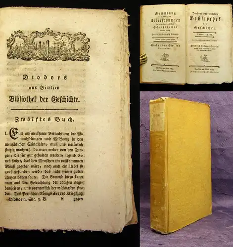 Stroth Diodors von Sicilien Bibliothek der Geschichte 1783 3. Band Sammlungen js