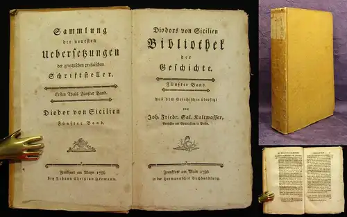 Kaltwasser Diodors von Sicilien Bibliothek der Geschichte 1786 5. Band js