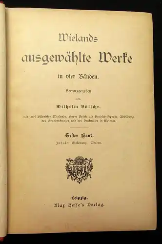 Bölsche Wieland`s ausgewählte Werke 4 Bde. in 1 Buch um 1895 Belletristik js