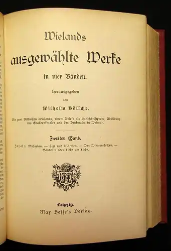 Bölsche Wieland`s ausgewählte Werke 4 Bde. in 1 Buch um 1895 Belletristik js