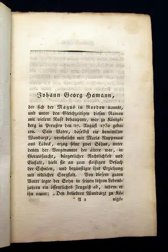 Hamann Sibyllinische Blätter des Magus in Norden 1819 Belletristik Literatur mb
