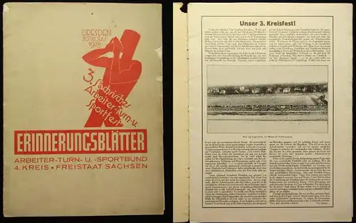 Erinnerungsblätter Arbeits-Turn- und Sportbund 1928 3. Sächsisches Sportfest js