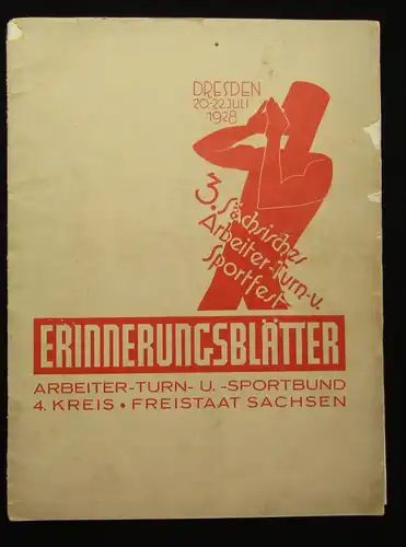 Erinnerungsblätter Arbeits-Turn- und Sportbund 1928 3. Sächsisches Sportfest js