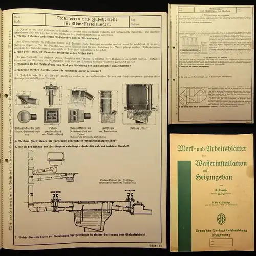 Werk- und Arbeitsblätter für Wasserinstallation und Heizungsbau 1935 Handwerk js