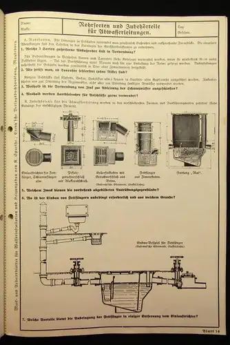 Werk- und Arbeitsblätter für Wasserinstallation und Heizungsbau 1935 Handwerk js