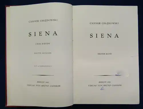 Chledowski Siena 2 Bände in 1 Buch 1918 Abenteuer Belletristik Literatur js