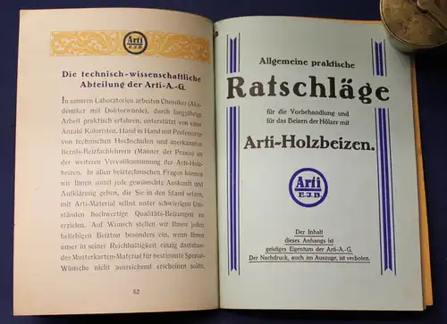 Original Broschur Arti- Holzbeizen für das Kunsthandwerk um 1930 Wissen js