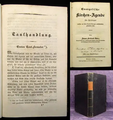 Schlez Evangelische Kirchen- Agende für Prediger 1834 Religion Kirche Glaube js