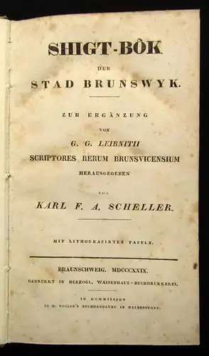 Scheller Shigt- Bok der Stadt Brunswyk EA 3 lithograph. Tafeln Georgraphie js