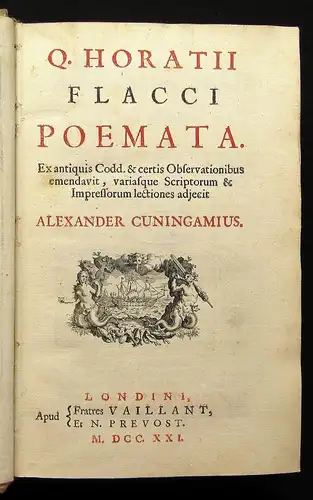 Flaccus, Horatius Q. Horatii Flacci Poemata. Ex Antiquis Codd. & Certis 1721 js