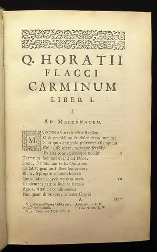 Flaccus, Horatius Q. Horatii Flacci Poemata. Ex Antiquis Codd. & Certis 1721 js