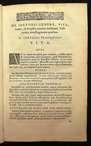 Suetonius C. Suetonius Tranquillus, Et in eum Commentarius Exhibente Joanne 1662