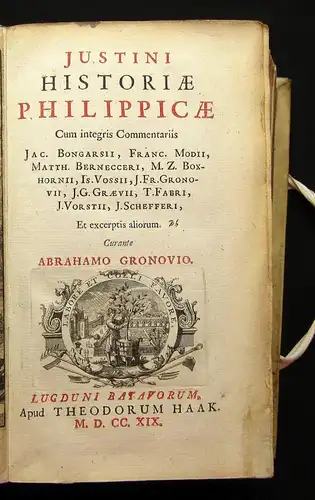 Justini (Justinus); Gronovio, Abrahamo Justini Historiae Philippicae 1719 js