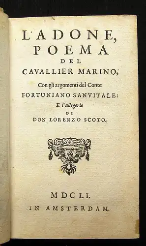 Ladone, poema del cavallier Marino, con gli argomenti del conte Fortuni 2 Bde.