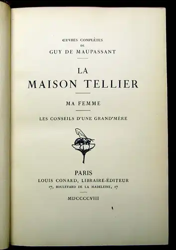 Guy de Maupassant La Maison Tellier 1908 Belletristik Lyrik Literatur mb