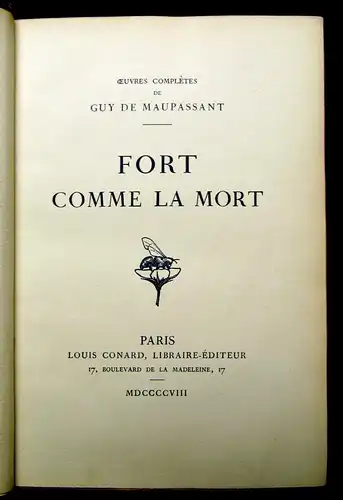 Guy de Maupassant Fort Comme La Mort 1908 Belletristik Lyrik Literatur mb