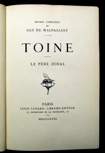 Guy de Maupassant Toine 1908 Belletristik Lyrik Literatur Lyrika mb