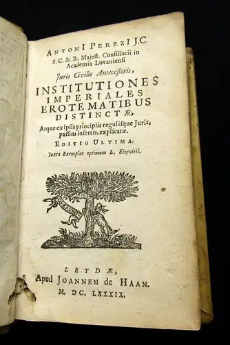 Perez, Antonio 1689 Instituciones Imperiales Erotematibus Distinctae Atque... am