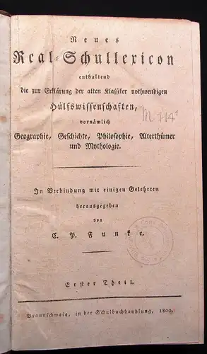 Funke Neues Real-Schullexicon 5 Bde. 1800-1805 Philosophie Alterthümer js