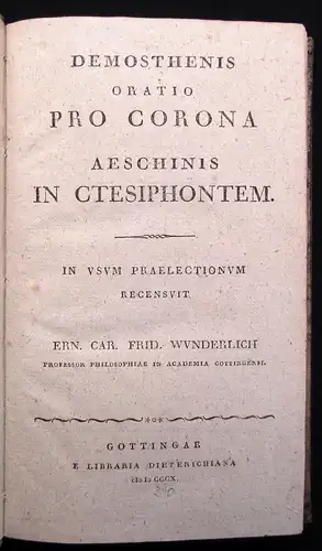 Demosthenes Demosthenis oratio de corona. Aeschinis in Ctesiphontem 1810 j