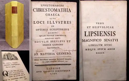 Gesner Chrestomatheiai. Chrestomathia Graeca Sive Loci Illustres 1742 js