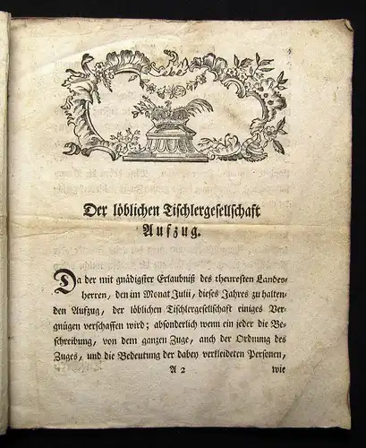 Ausführliche Beschreibung d. löblichen Tischlergesellschaft zu Braunschweig 1765