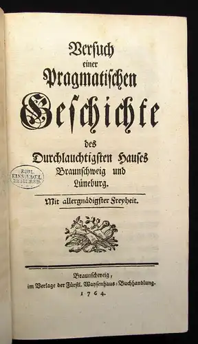 Koch Versuch einer Pragmatischen Geschichte des Durchlauchtigsten Hauses 1764 js