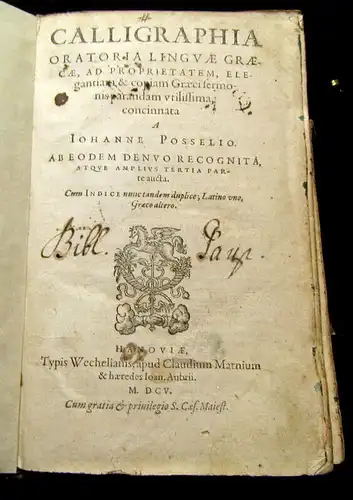 Posselius, Johannes 1605 Calligraphia oratoria linguae Graecae...am