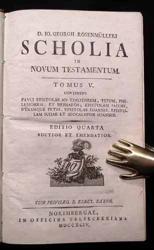 Rosenmülleri Scholia in Novo Testamentum 5 Bde. 1792 Aufklärungstheologie js