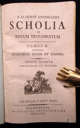 Rosenmülleri Scholia in Novo Testamentum 5 Bde. 1792 Aufklärungstheologie js