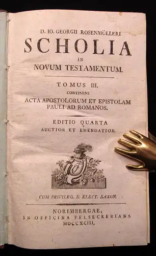 Rosenmülleri Scholia in Novo Testamentum 5 Bde. 1792 Aufklärungstheologie js