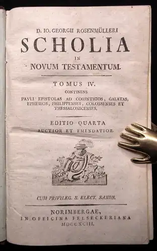 Rosenmülleri Scholia in Novo Testamentum 5 Bde. 1792 Aufklärungstheologie js