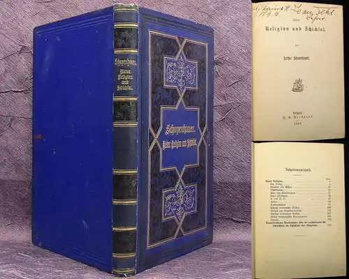 Schopenhauer Arthur Ueber Religion und Schicksal 1891 Lyrik Literatur js