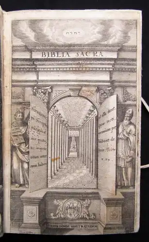 Rößlin Biblia Sacra Veteris et Novi Testamenti plein velin d`epoque 3 in 1, 1664