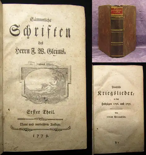 sämmtliche Schriften des Herrn F. W. Gleims 1779 8 Teile in 1 Band Belletristik