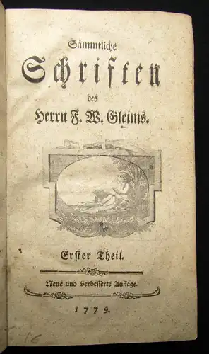 sämmtliche Schriften des Herrn F. W. Gleims 1779 8 Teile in 1 Band Belletristik