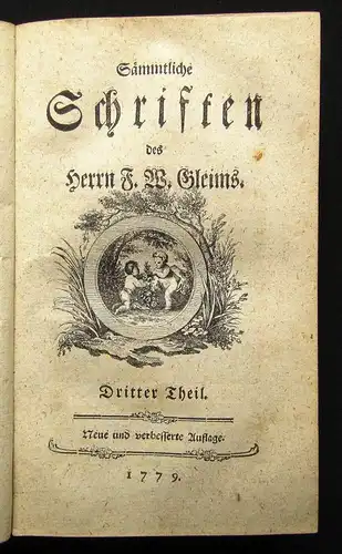 sämmtliche Schriften des Herrn F. W. Gleims 1779 8 Teile in 1 Band Belletristik