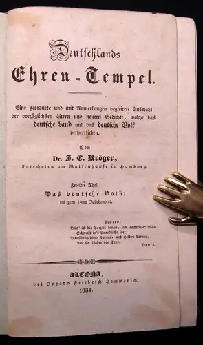 Kröger Deutschlands Ehren- Tempel 2 Bde.(v. 3) 1833 selten Geschichte Militaria