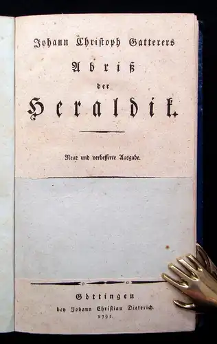 Johann Christoph Gatterers Abriß der Heraldik 1792 Wappenlehre Geschichte js
