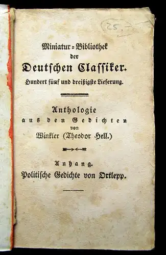 Miniatur- Bibliothek der Deutschen Klassiker Anthologie aus Gedichten 1831 js