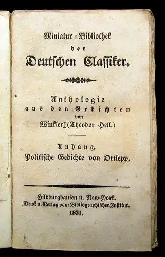 Miniatur- Bibliothek der Deutschen Klassiker Anthologie aus Gedichten 1831 js