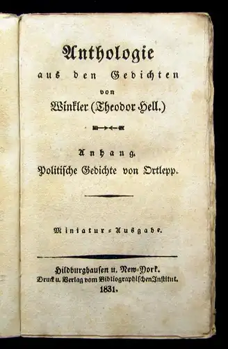 Miniatur- Bibliothek der Deutschen Klassiker Anthologie aus Gedichten 1831 js