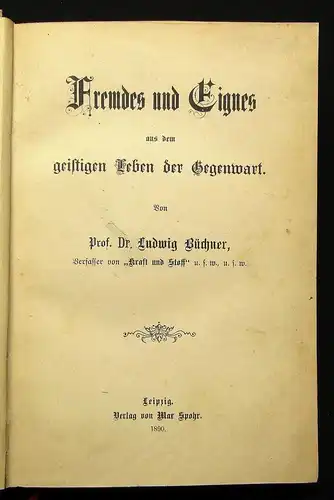 Büchner Fremdes und Eignes aus dem geistigen Leben der Gegenwart 1890