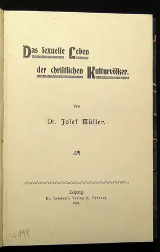 Müller Das sexuelle Leben der christlichen Kulturvölker 1904 Christentum Glaube