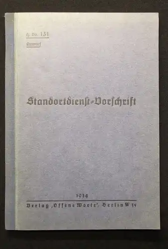 Standortdienst- Vorschrift Marine Herresleitung Militaria Geschichte Politik js