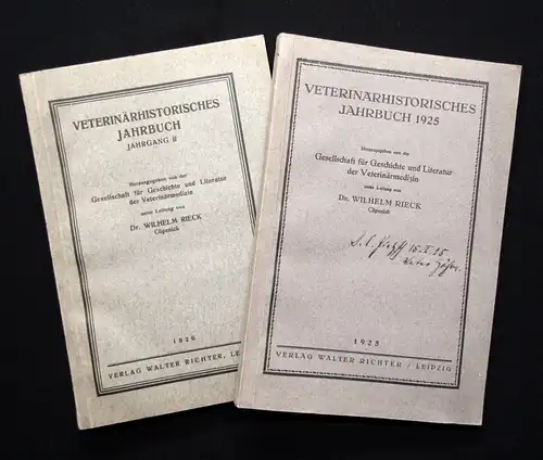 Dr. Wilhelm Rieck Veterinärhistorisches Jahrbuch 1925+1926 2 Bde. js