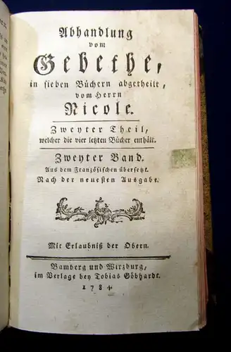 Abhandlung vom Gebethe in sieben Büchern abgetheilt, vom Herrn Ricole 1783 mb