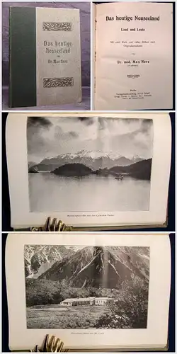 Herz Das heutige Neuseeland Land und Leute 1908 Geographie Führer Guide mb